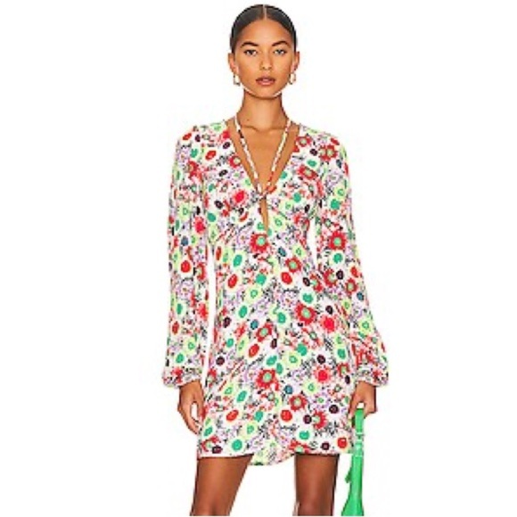 AFRM Revolve Caprice Mini Dress in Summer Daisy Bouquet New Tags Size Small - Picture 1 of 5